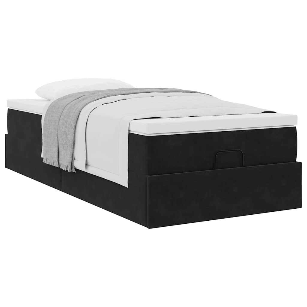vidaXL Οθωμανικό κρεβάτι με στρώμα Μαύρο 90x200cm Velvet