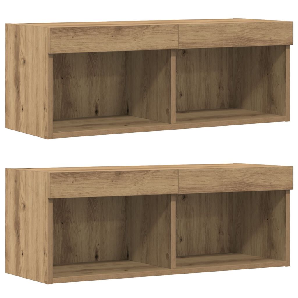 vidaXL 8 κομμάτια Μονάδες Τηλεόρασης με LED Artisan Oak από επεξεργασμένο ξύλο
