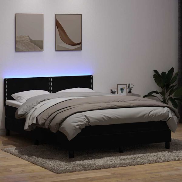 vidaXL &Kappa;&rho;&epsilon;&beta;ά&tau;&iota; Boxspring &mu;&epsilon; &Sigma;&tau;&rho;ώ&mu;&alpha; & LED &Mu;&alpha;ύ&rho;&omicron; 1140x210 &epsilon;&kappa;. &Beta;&epsilon;&lambda;&omicron;ύ&delta;&iota;&nu;&omicron;