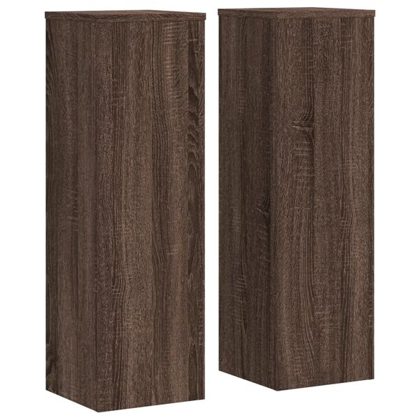 vidaXL Βάσεις Φυτών 2 Τεμ. Καφέ Δρυς 25x25x80 εκ. Επεξεργασμένο Ξύλο