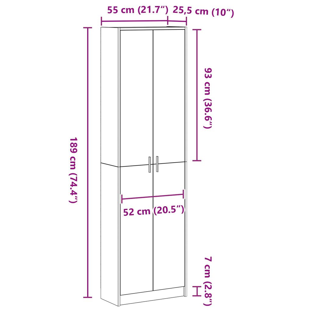 vidaXL Ντουλάπα Καπνιστού Δρυ 55x25x189 εκ. Επεξεργασμένου Ξύλου
