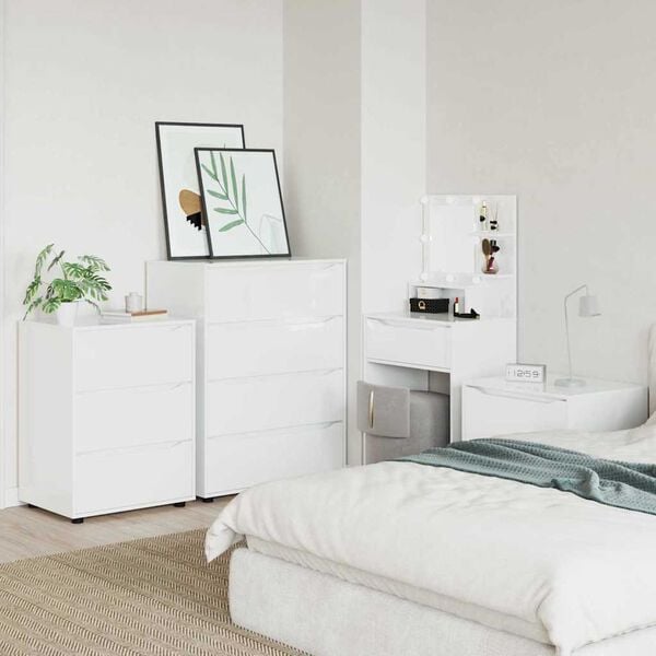 vidaXL Ντουλάπες Αποθήκευσης 2 pcs Υψηλής γυαλάδας λευκό