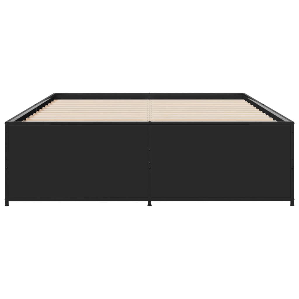 vidaXL Πλαίσιο Κρεβατιού Μαύρο 140 x 190 εκ. Επεξ. Ξύλο & Μέταλλο
