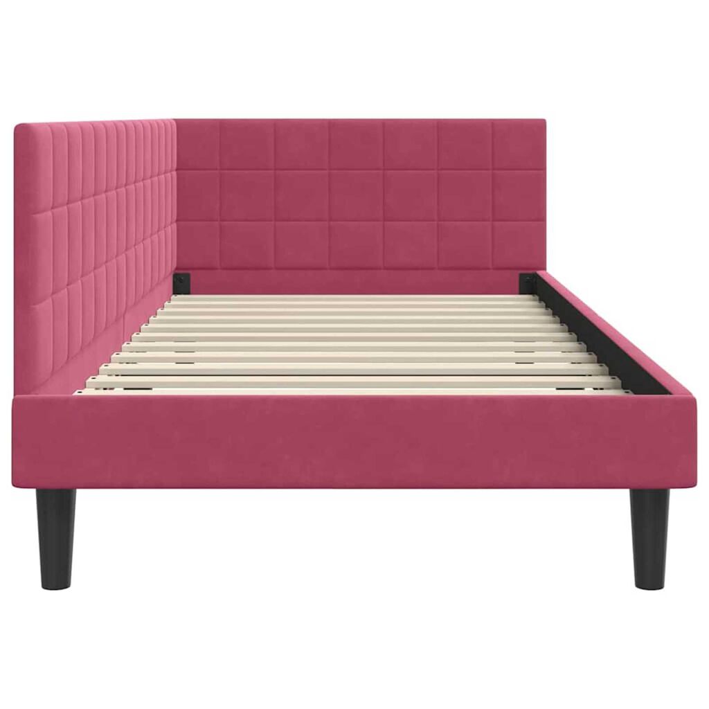 vidaXL Κρεβάτι Γωνίας με κεφαλάρι Μπορντό 90 x 190 cm Βελούδο