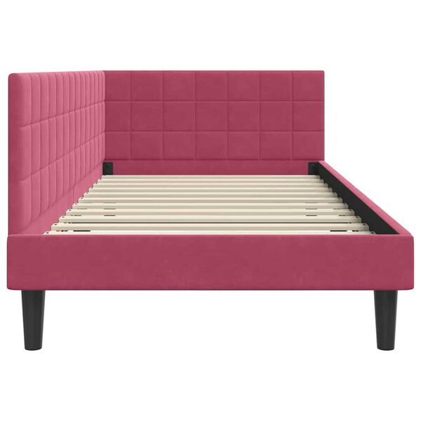 vidaXL Κρεβάτι Γωνίας με κεφαλάρι Μπορντό 90 x 190 cm Βελούδο