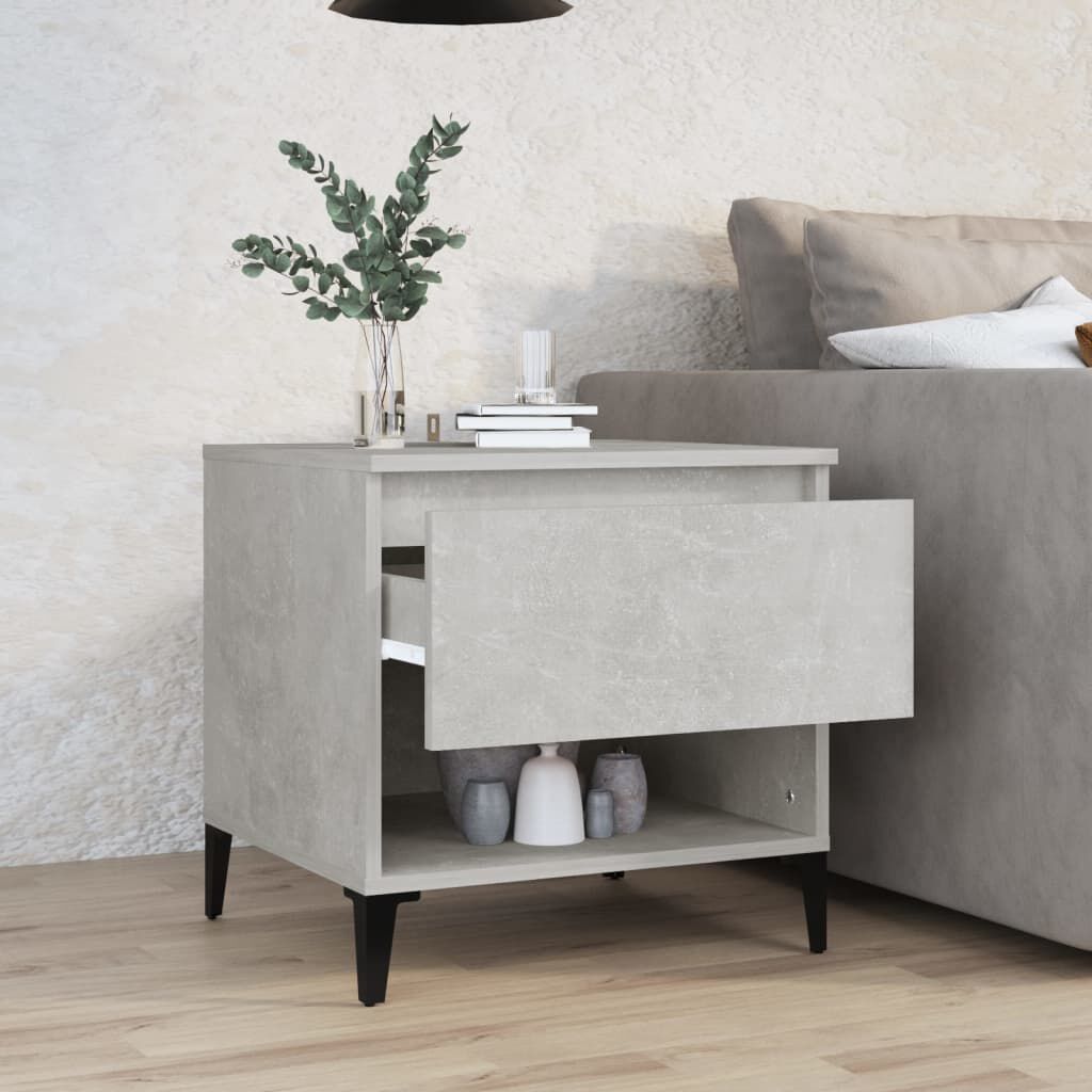 vidaXL Βοηθητικό Τραπέζι Γκρι Σκυροδ. 50x46x35 εκ. Επεξεργασμένο Ξύλο