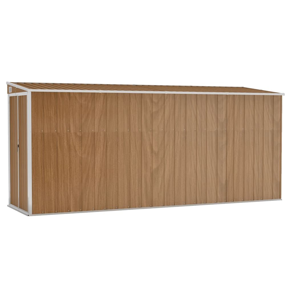 vidaXL Αποθήκη Κήπου Επιτοίχια Καφέ 118x382x178 εκ. από Γαλβ. Ατσάλι