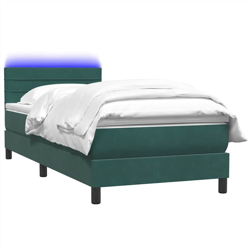 vidaXL Box Spring κρεβάτι με στρώμα σκούρο πράσινο 90x220 cm Velvet