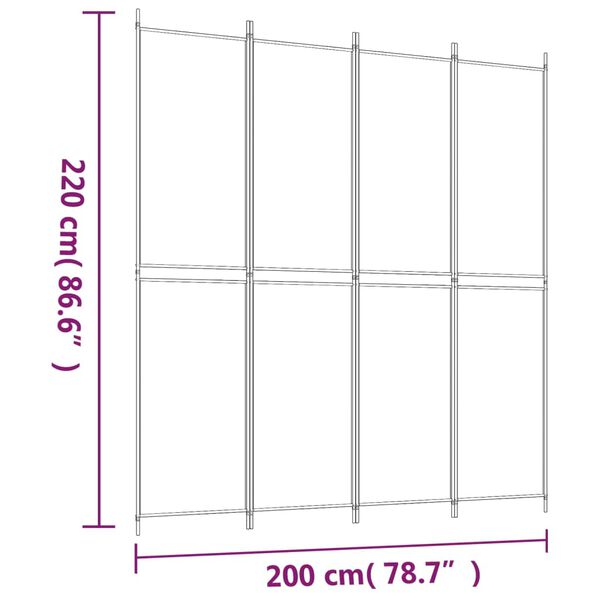 vidaXL Διαχωριστικό Δωματίου με 4 Πάνελ Μαύρο 200 x 220 εκ. Υφασμάτινο