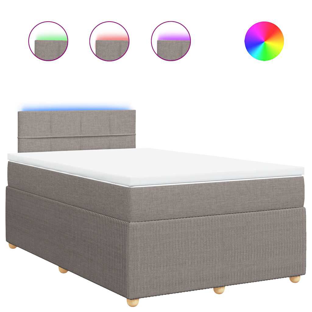 vidaXL Κρεβάτι Boxspring με Στρώμα Taupe 120x200 εκ. Υφασμάτινο
