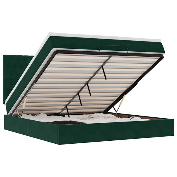 vidaXL &Omicron;&theta;&omega;&mu;&alpha;&nu;&iota;&kappa;ό &kappa;&rho;&epsilon;&beta;ά&tau;&iota; &mu;&epsilon; &sigma;&tau;&rho;ώ&mu;&alpha;&tau;&alpha;&LEDs Dark Green 180x200cm Velvet