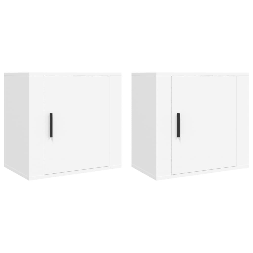 vidaXL Κομοδίνα Επιτοίχια 2 τεμ. Λευκά 50 x 30 x 47 εκ.