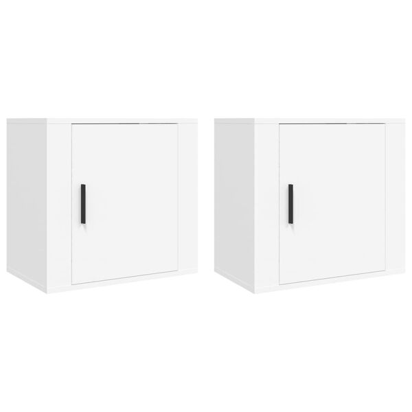 vidaXL Κομοδίνα Επιτοίχια 2 τεμ. Λευκά 50 x 30 x 47 εκ.