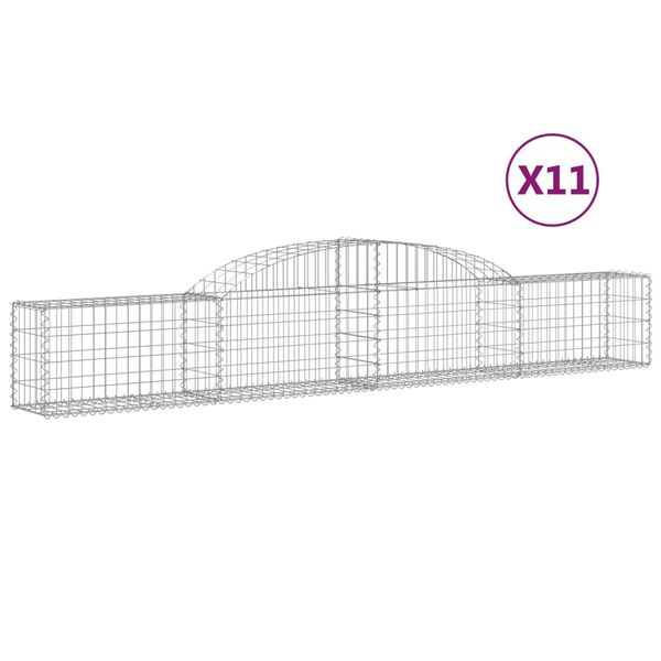 vidaXL Συρματοκιβώτια Τοξωτά 11 τεμ. 300x30x40/60 εκ. Γαλβαν. Ατσάλι