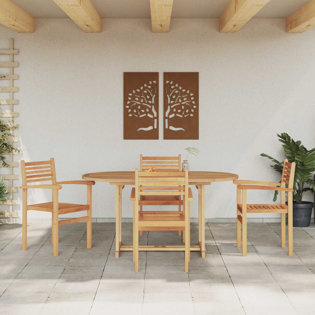 vidaXL Σέτ φαγητού για κήπο 5 pcs Καστανό Μασίφ ξύλο teak