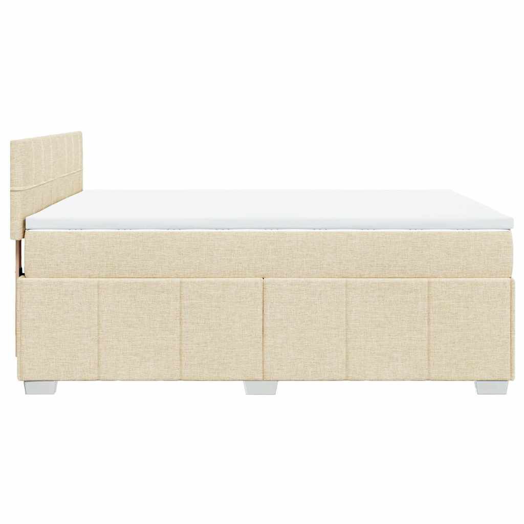 vidaXL Κρεβάτι Boxspring με Στρώμα Κρεμ 140x190 εκ. Υφασμάτινο