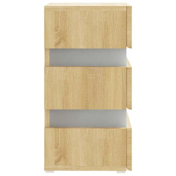 vidaXL Κομοδίνο με LED Sonoma Δρυς 45x35x67 εκ. από Επεξεργασμένο Ξύλο