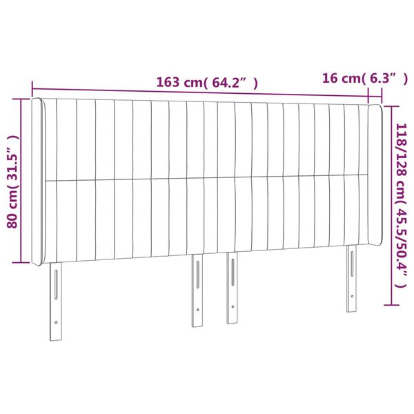 vidaXL Κεφαλάρι Κρεβατιού LED Ανοιχτό Γκρι 163x16x118/128 εκ.