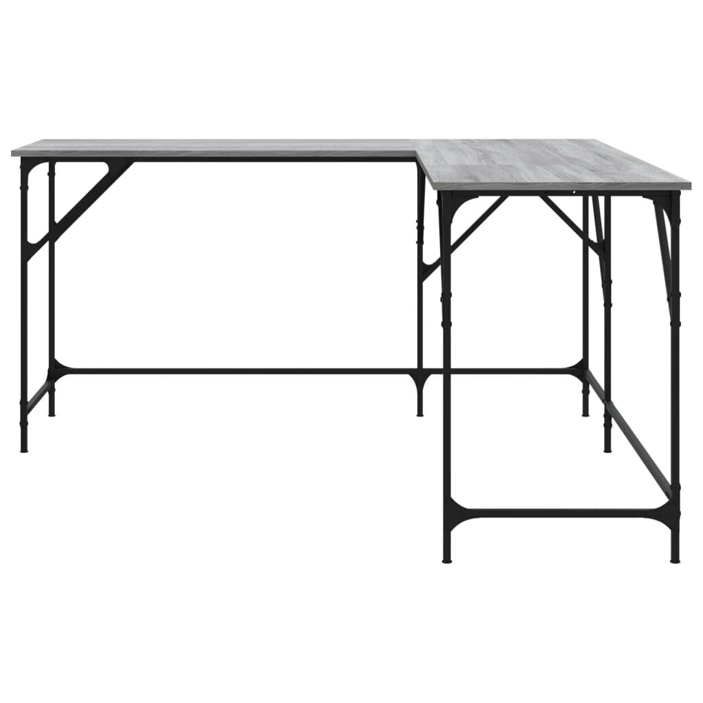 vidaXL Γραφείο Γκρι Sonoma 149x149x75 εκ. από Επεξεργασμένο Ξύλο