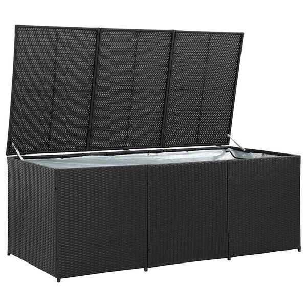 vidaXL Κουτί Αποθήκευσης Κήπου Μαύρο 180x90x70 εκ. από Συνθετικό Ρατάν