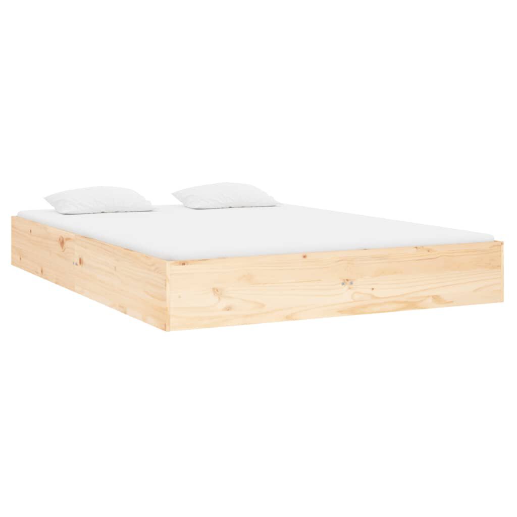 vidaXL Πλαίσιο Κρεβατιού 135 x 190 εκ. από Μασίφ Ξύλο Double