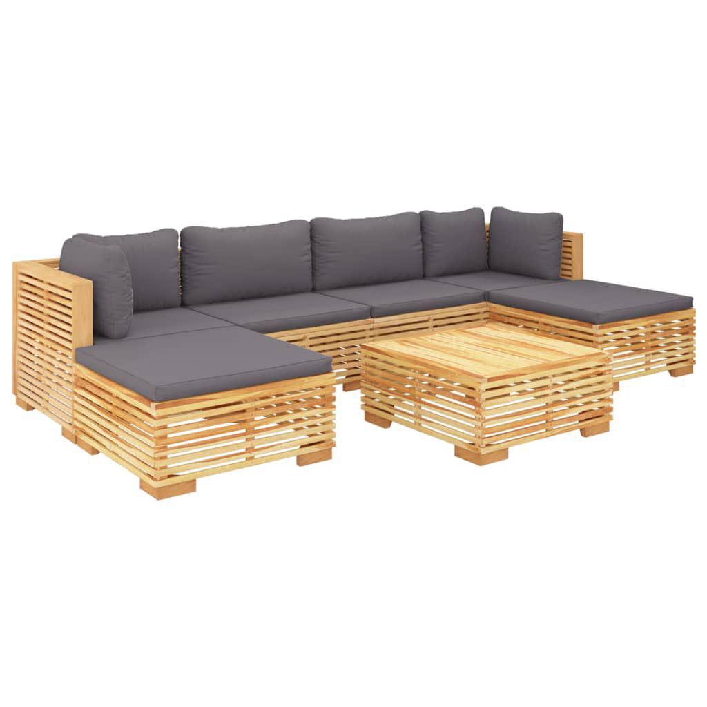 vidaXL Σαλόνι Κήπου Σετ 7 Τεμαχίων από Μασίφ Ξύλο Teak με Μαξιλάρια