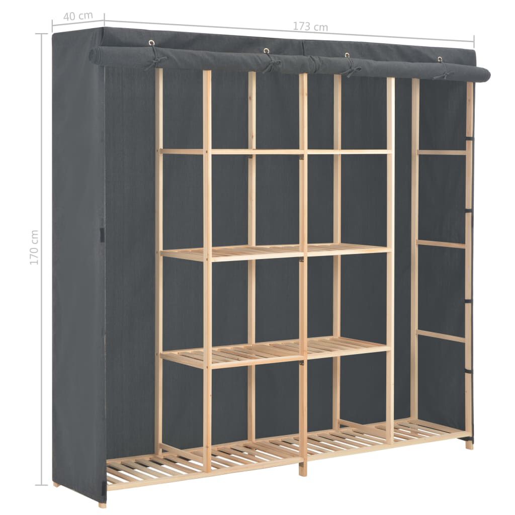 vidaXL Ντουλάπα Γκρι 173 x 40 x 170 εκ. Υφασμάτινη