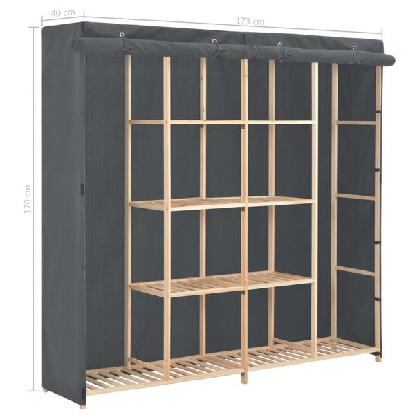 vidaXL Ντουλάπα Γκρι 173 x 40 x 170 εκ. Υφασμάτινη
