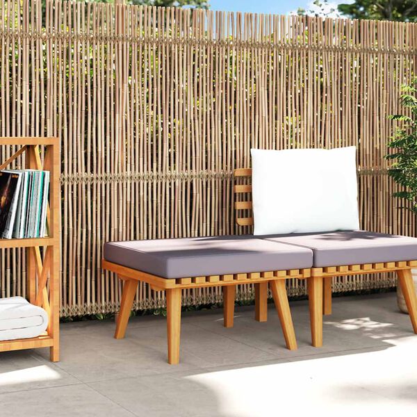 vidaXL Υποπόδιο Κήπου 60x60x29 εκ. από Μασίφ Ξύλο Ακακίας με Μαξιλάρι