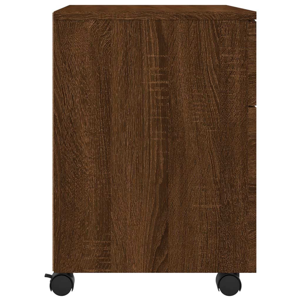 vidaXL Αρχειοθήκη Φορητή Καφέ Δρυς 45x38x54 εκ. Επεξ. Ξύλο με Ρόδες