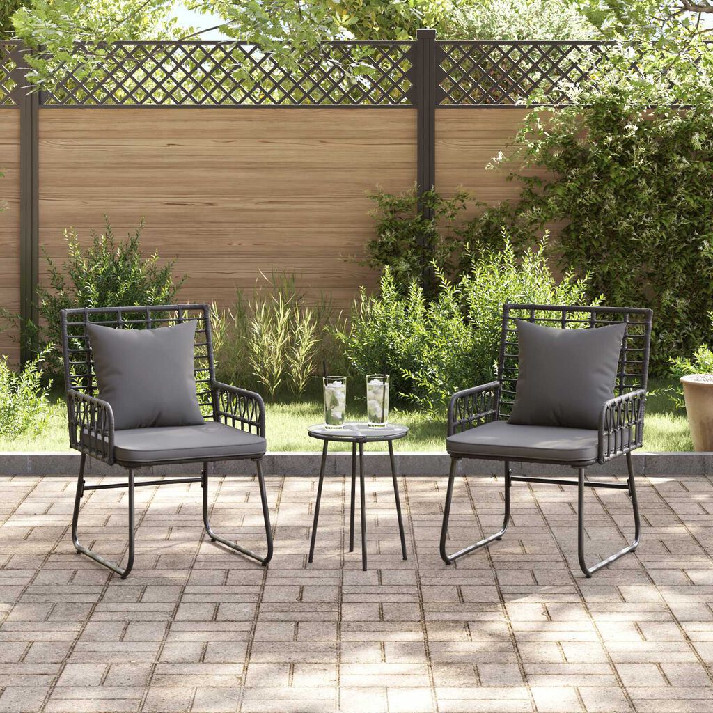 vidaXL Σέτ φαγητού για κήπο 3 pcs Μαύρο, Ανθρακί 35 x 35 x 45 εκ