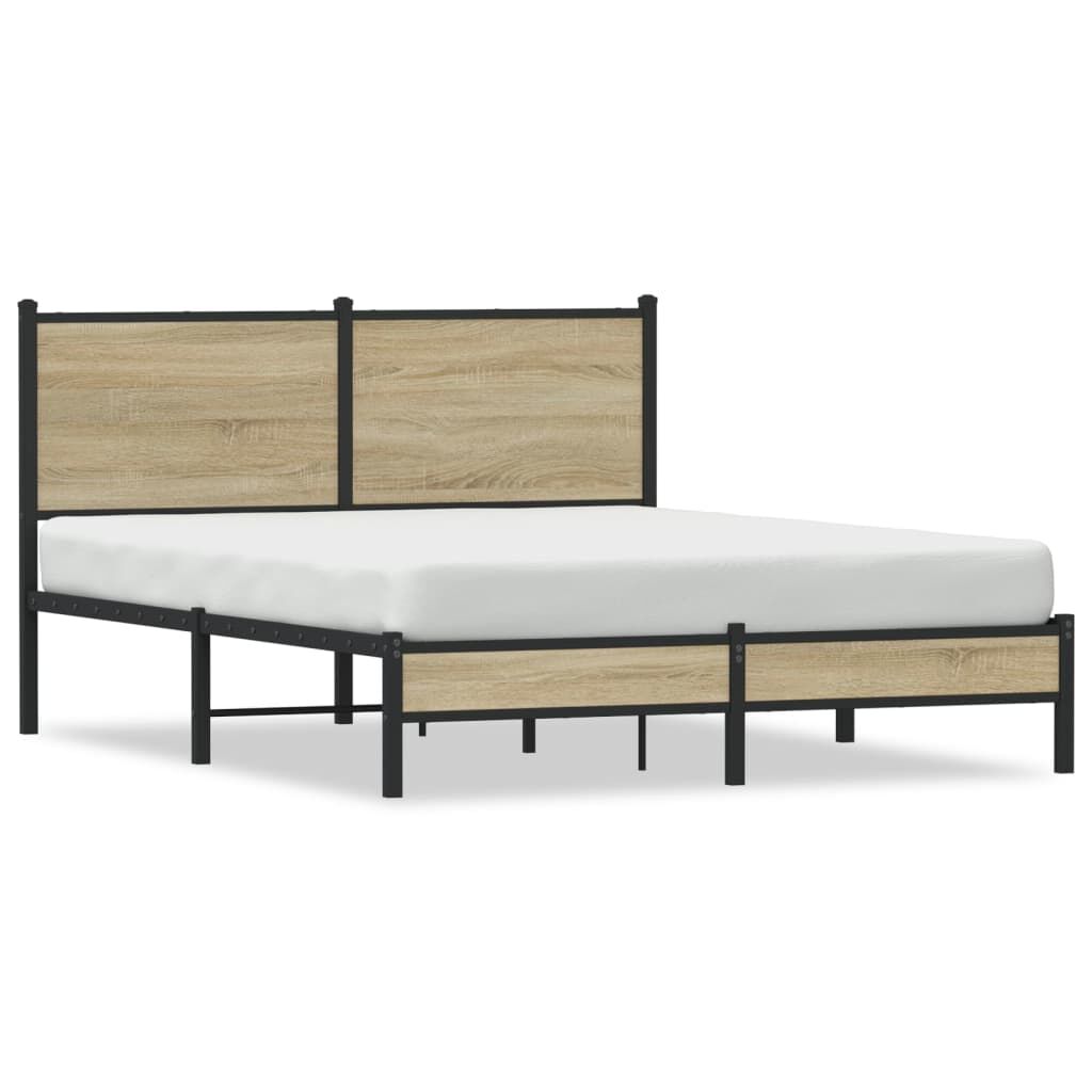 vidaXL Σκελετός Κρεβ. Χωρίς Στρώμα Sonoma Δρυς 140x200 εκ. Μεταλλικό
