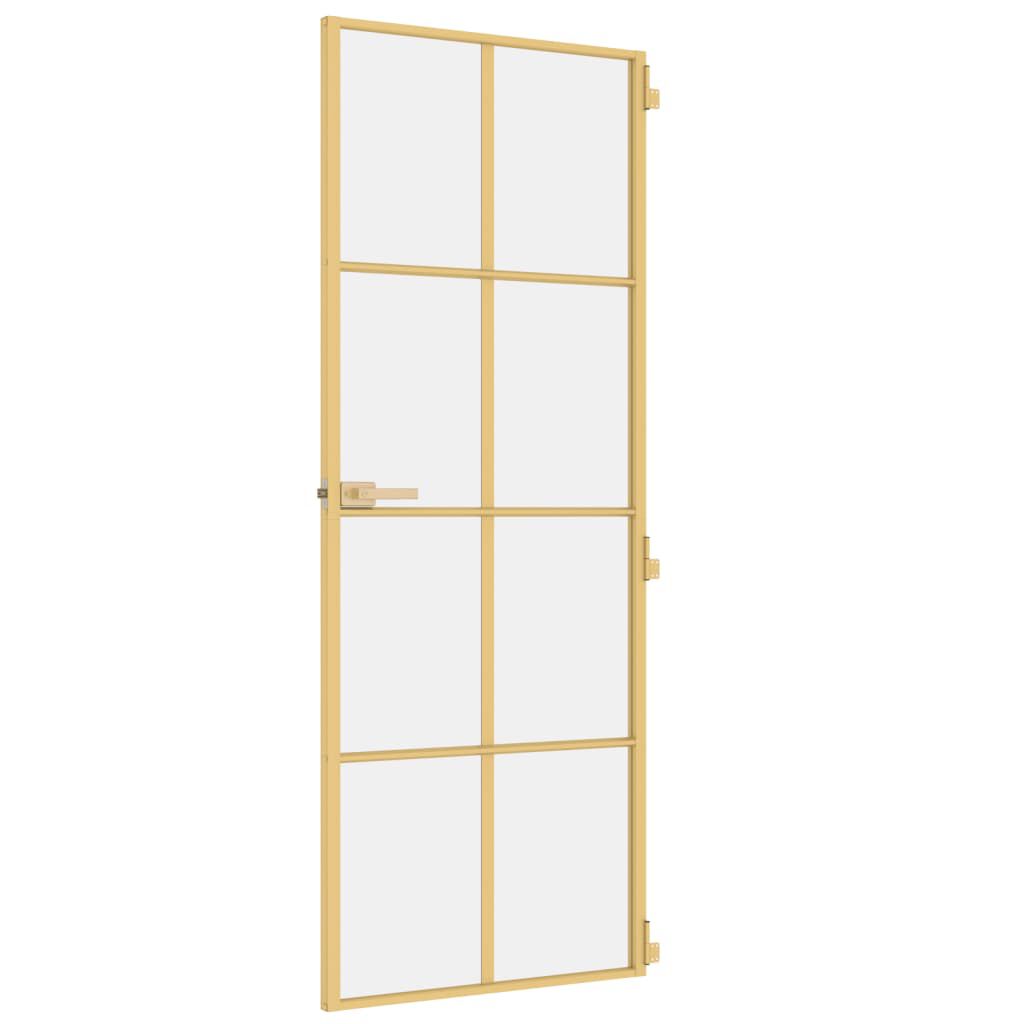 vidaXL Εσωτερική Πόρτα Χρυσή 76 x 201,5 εκ. Ψημένο Γυαλί & Αλουμίνιο