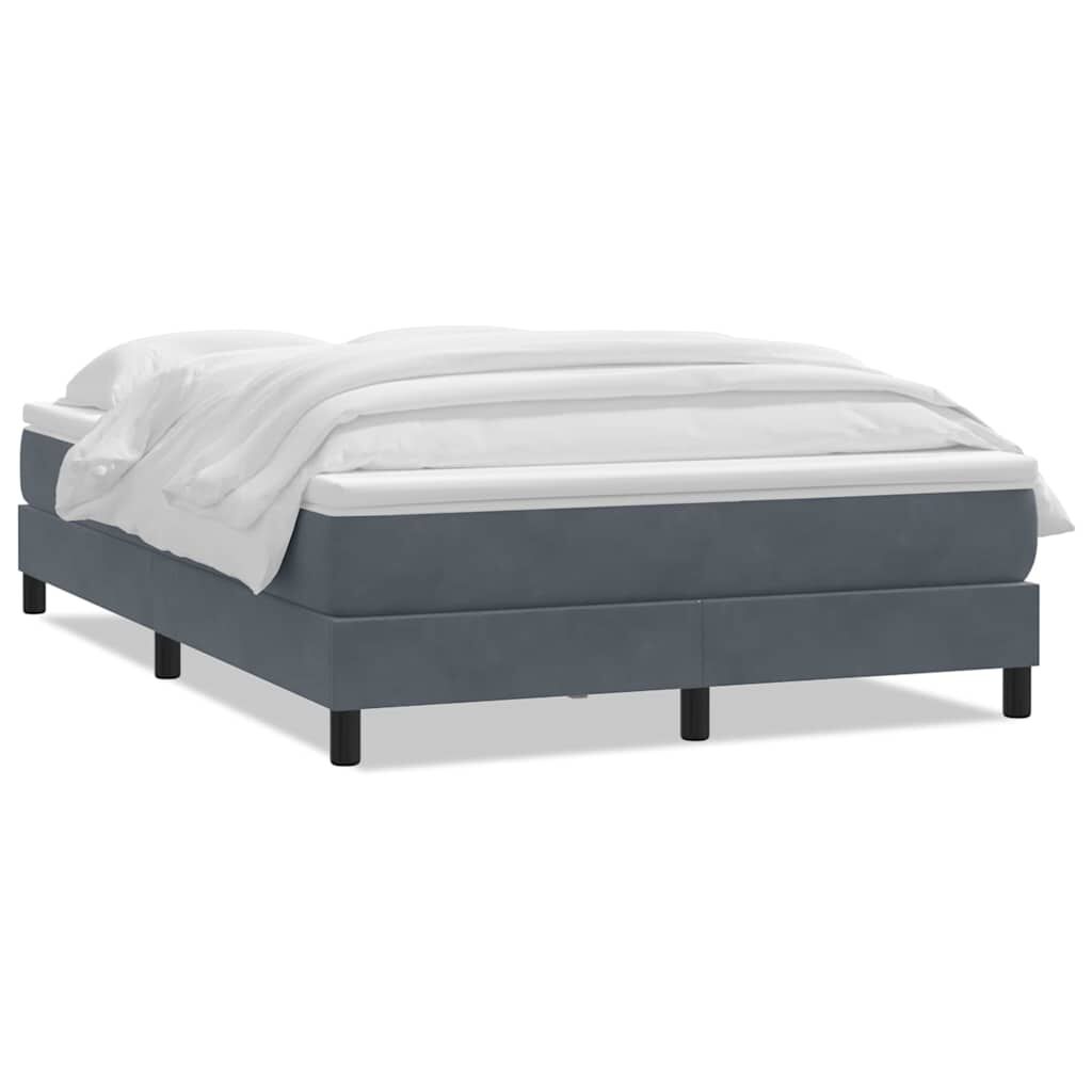 vidaXL Κρεβάτι Boxspring με Στρώμα Σκούρο Γκρι 140x210 εκ. Βελούδινο