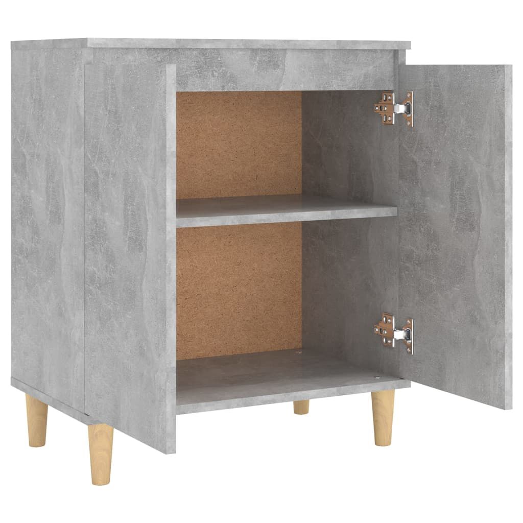 vidaXL Ντουλάπι Γκρι Σκυρ. 60x35x70 εκ. Μασίφ Ξύλινα Πόδια Επεξ. Ξύλο