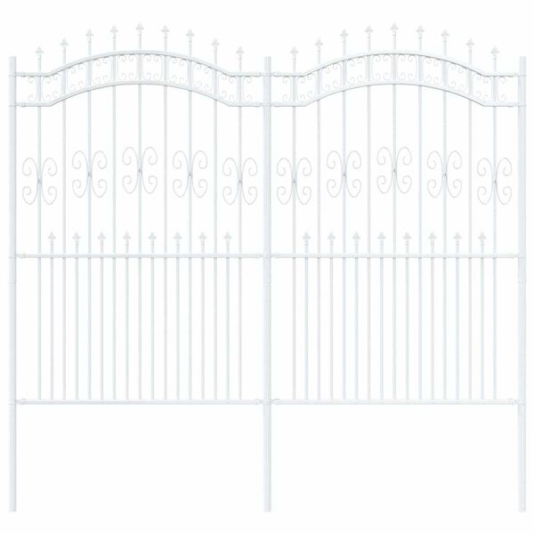 vidaXL Φράχτης Κήπου Λευκό 215 cm Ατσάλι με Επικάλυψη Πούδρας