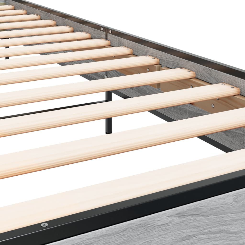 vidaXL Πλαίσιο Κρεβατιού Γκρι Sonoma 90x200 εκ. Επεξ. Ξύλο & Μέταλλο