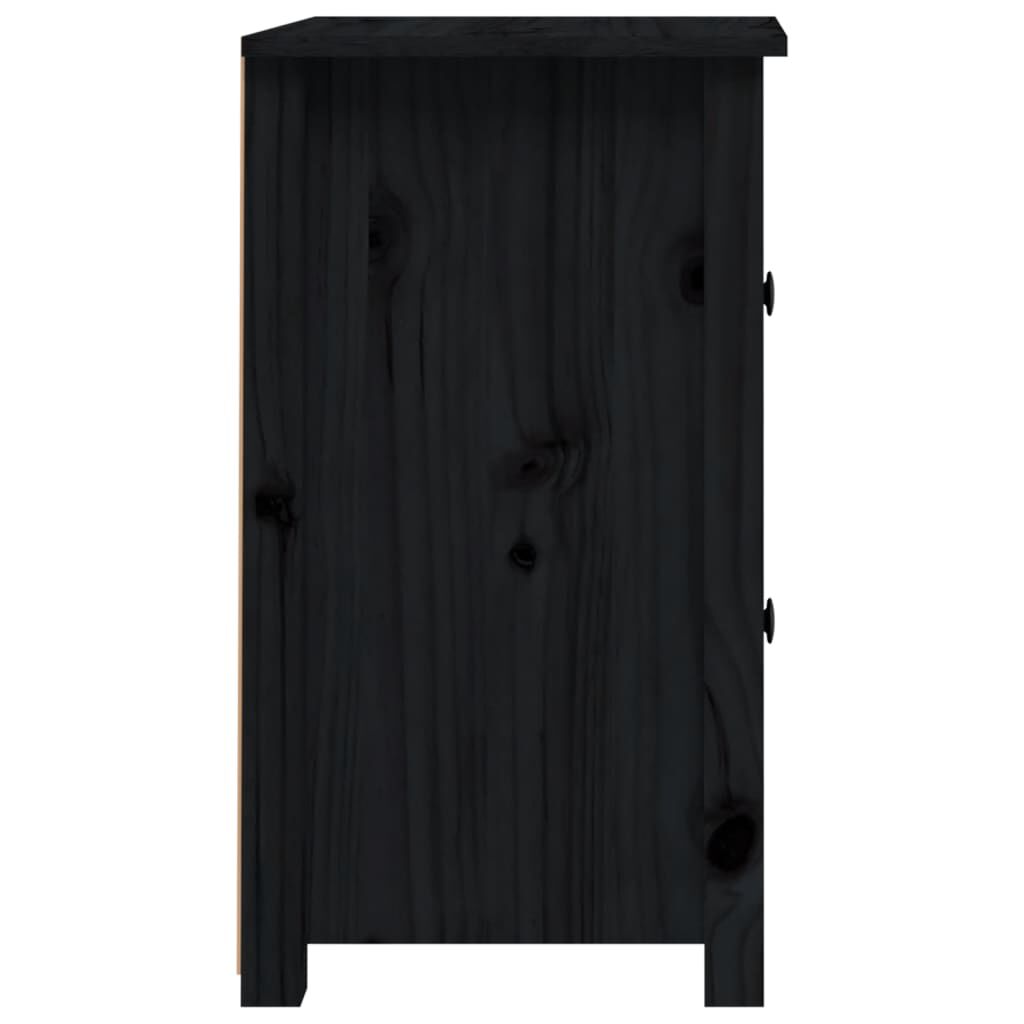 vidaXL Κομοδίνο Μαύρο 40 x 35 x 61,5 εκ. από Μασίφ Ξύλο Πεύκου