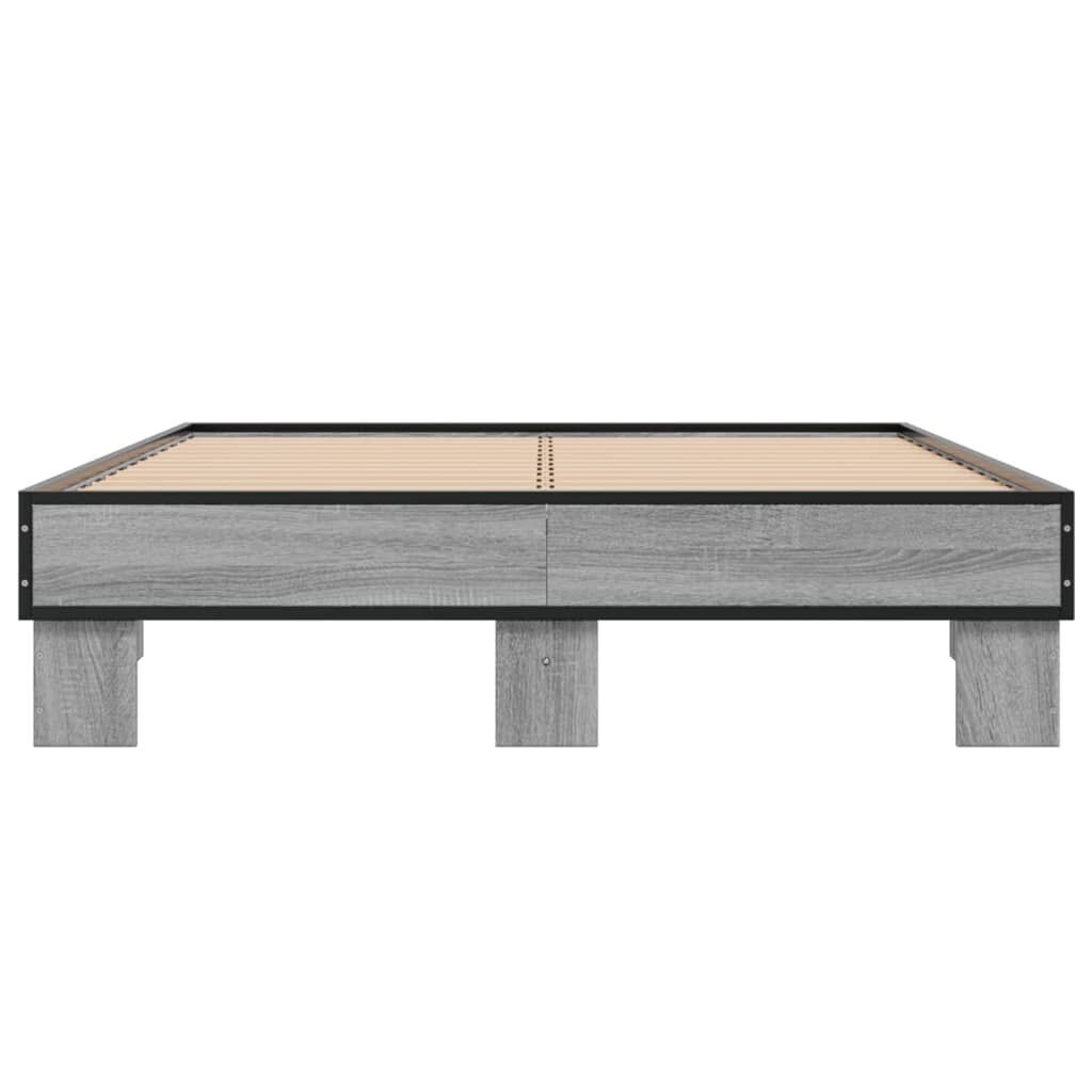 vidaXL Πλαίσιο Κρεβατιού Γκρι Sonoma 140x200 εκ. Επεξ. Ξύλο & Μέταλλο