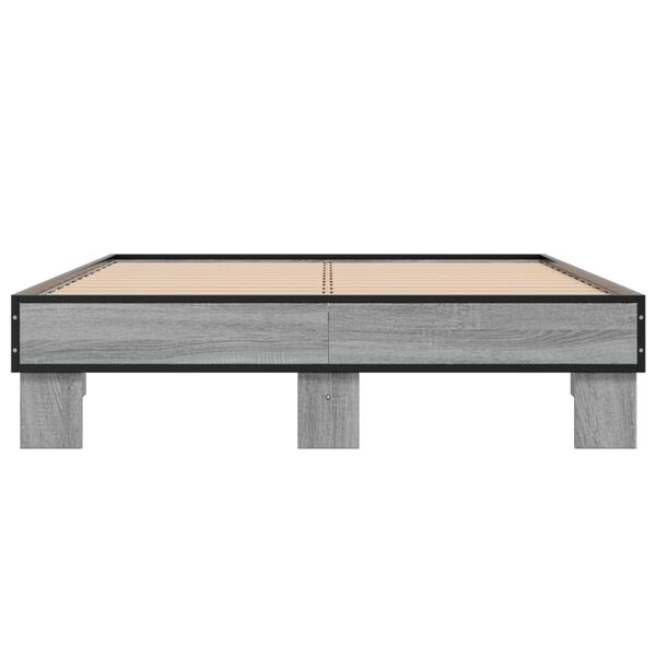 vidaXL Πλαίσιο Κρεβατιού Γκρι Sonoma 140x200 εκ. Επεξ. Ξύλο & Μέταλλο