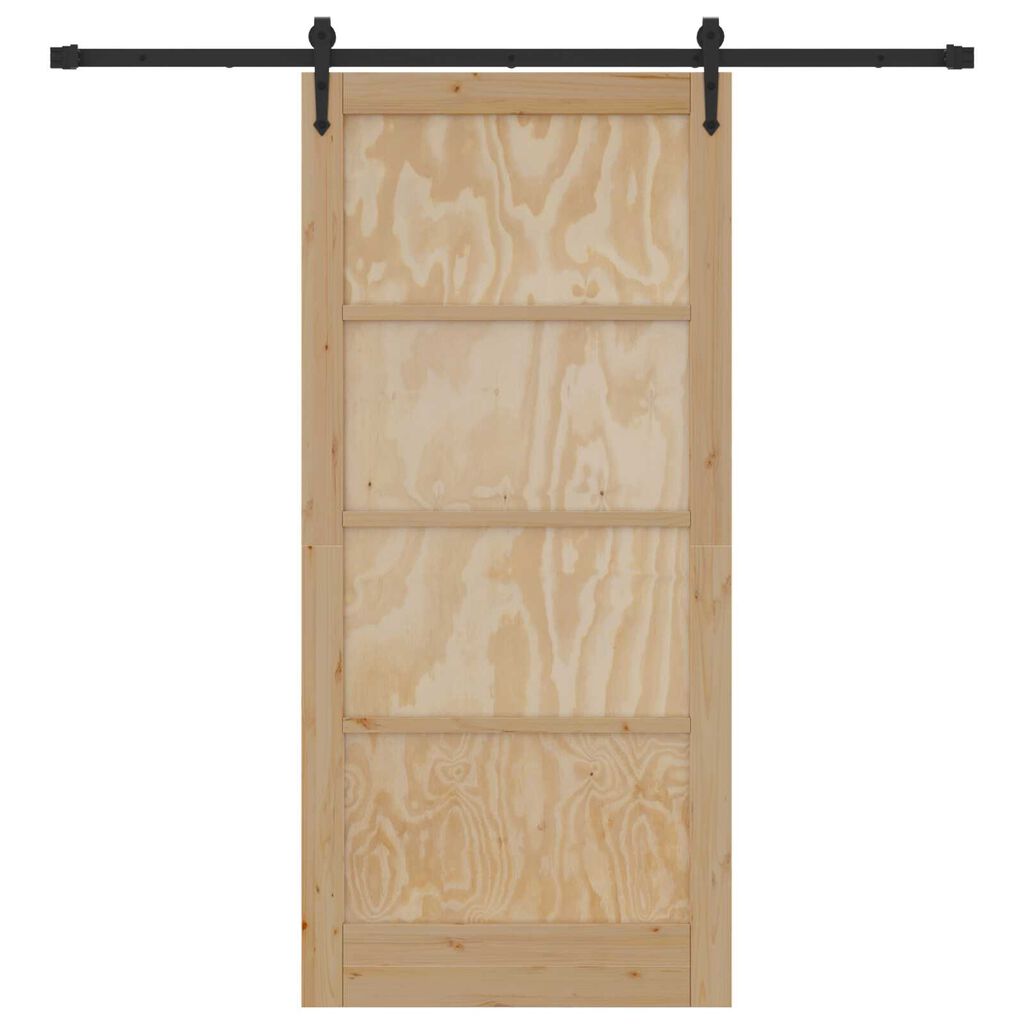 vidaXL Συρόμενη Πόρτα Φυσικό και μαύρο 93 x 202 cm