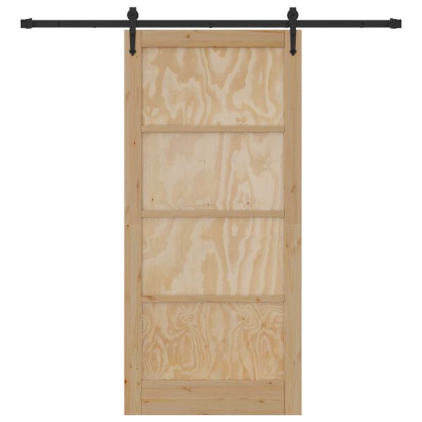 vidaXL Συρόμενη Πόρτα Φυσικό και μαύρο 93 x 202 cm