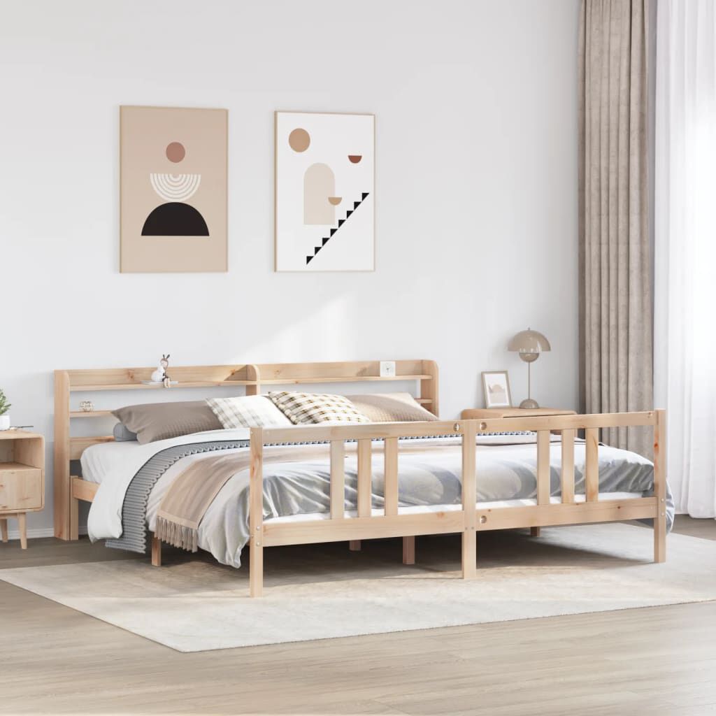 vidaXL Πλαίσιο Κρεβατιού με Κεφαλάρι 180x200 εκ. από Μασίφ Ξύλο Πεύκου