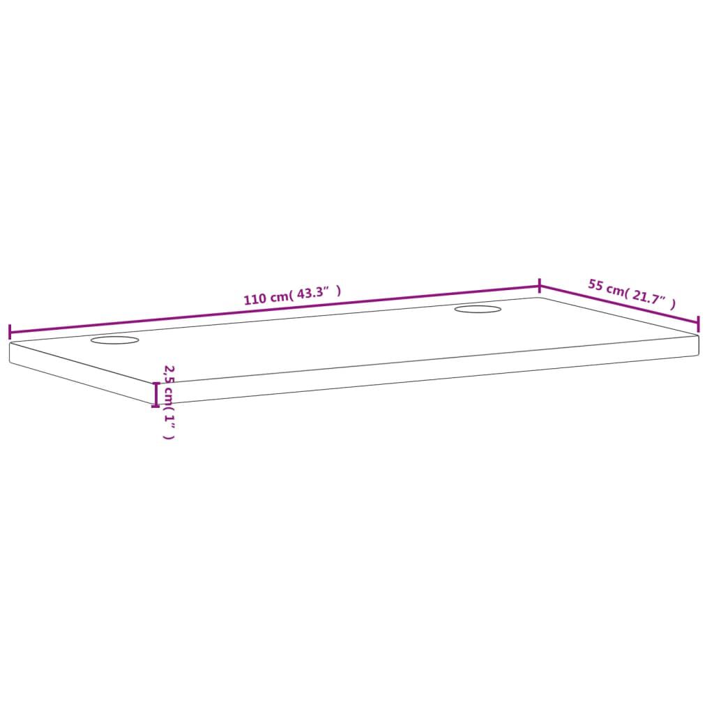 vidaXL Επιφάνεια Γραφείου 110x55x2,5 εκ. από Μασίφ Ξύλο Οξιάς