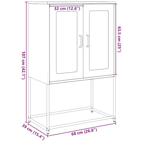 vidaXL Highboard Ανθρακί 68x39x107 cm Χάλυβας