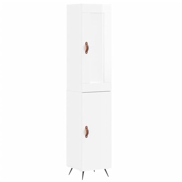 vidaXL Ντουλάπι Γυαλ. Λευκό 34,5 x 34 x 180 εκ. από Επεξεργασμένο Ξύλο