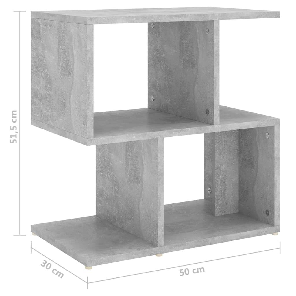 vidaXL Κομοδίνο Γκρι Σκυροδέματος 50 x 30 x 51,5 εκ. από Επεξ. Ξύλο