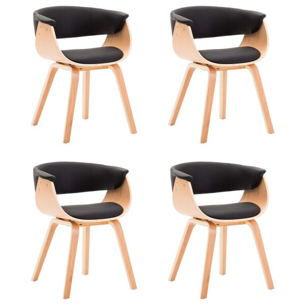 vidaXL Καρέκλες Τραπεζαρίας 4 τεμ. Μαύρες Λυγισμ. Ξύλο/Συνθετικό Δέρμα