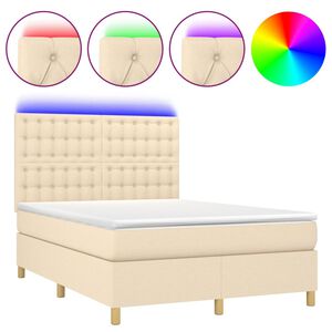 vidaXL &Kappa;&rho;&epsilon;&beta;ά&tau;&iota; Boxspring &mu;&epsilon; &Sigma;&tau;&rho;ώ&mu;&alpha; & LED &Kappa;&rho;&epsilon;&mu; 140x200 &epsilon;&kappa;. &Upsilon;&phi;&alpha;&sigma;&mu;ά&tau;&iota;&nu;&omicron;