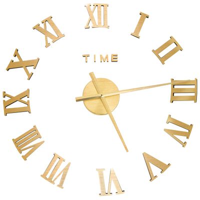 325160 vidaXL 3D Wall Clock Modern Design Gold 100 cm XXL